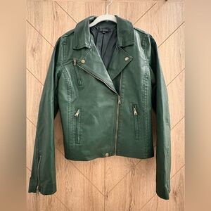 Blu Pepper Green Faux Leather Jacket